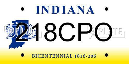 218CPO Indiana License Plate