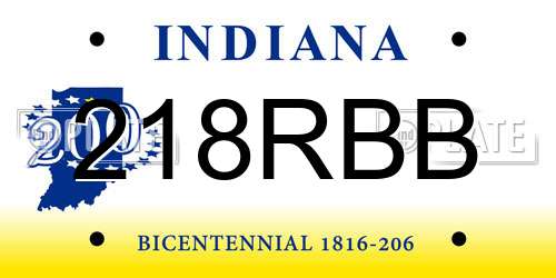 218RBB Indiana License Plate