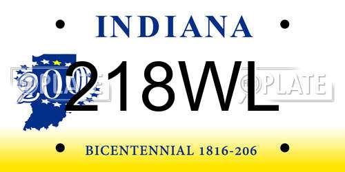 218WL Indiana License Plate