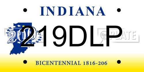 219DLP Indiana License Plate
