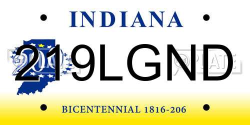 219LGND Indiana License Plate