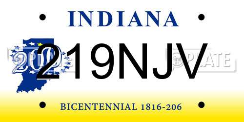 219NJV Indiana License Plate