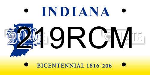 219RCM Indiana License Plate