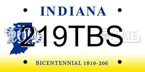 219TBS Indiana License Plate