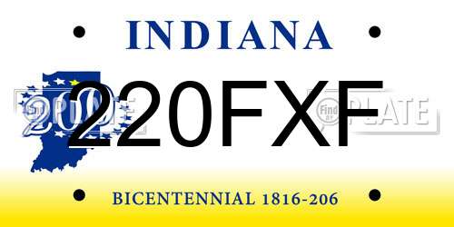 220FXF Indiana License Plate