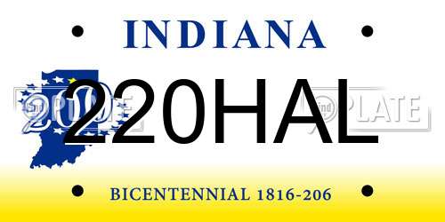 220HAL Indiana License Plate