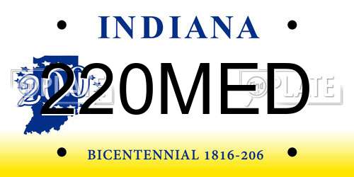 220MED Indiana License Plate