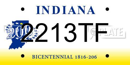 2213TF Indiana License Plate