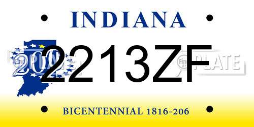2213ZF Indiana License Plate