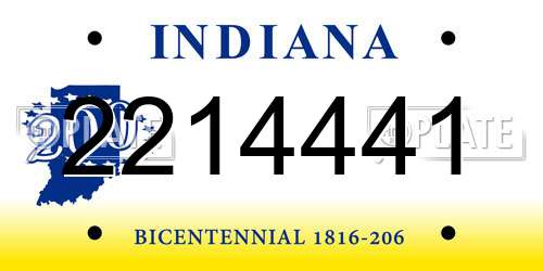 2214441 Indiana License Plate