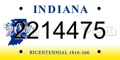 2214475 Indiana License Plate