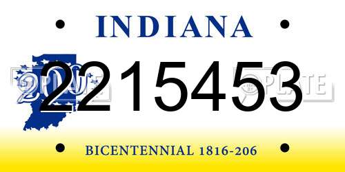 2215453 Indiana License Plate