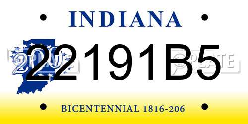 22191B5 Indiana License Plate