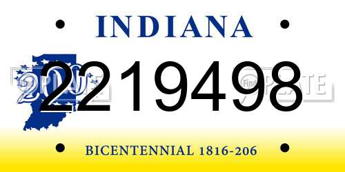 2219498 Indiana License Plate
