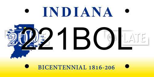 221BOL Indiana License Plate