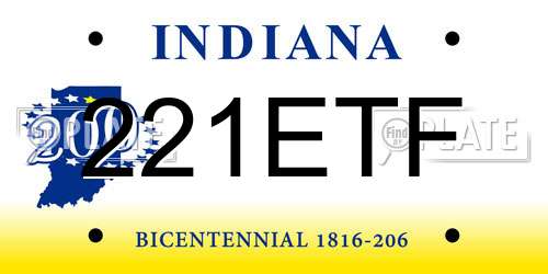 221ETF Indiana License Plate
