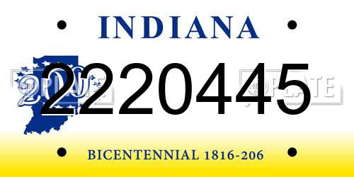 2220445 Indiana License Plate