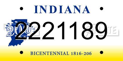2221189 Indiana License Plate