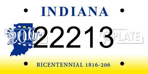 22213 Indiana License Plate