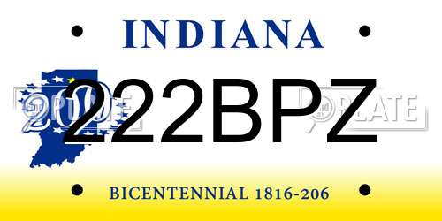 222BPZ Indiana License Plate