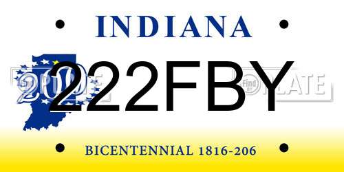 222FBY Indiana License Plate