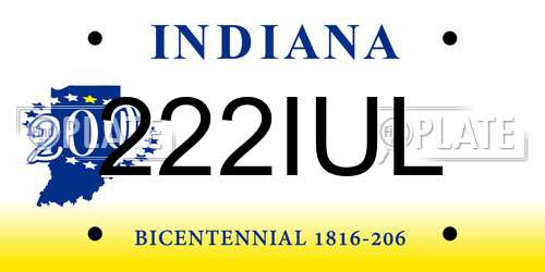 222IUL Indiana License Plate