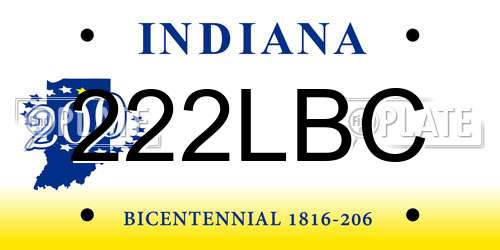 222LBC Indiana License Plate