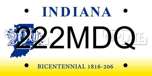 222MDQ Indiana License Plate