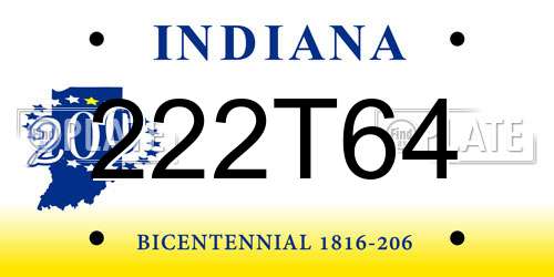 222T64 Indiana License Plate