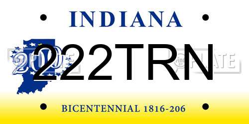 222TRN Indiana License Plate