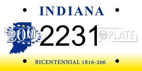 2231 Indiana License Plate