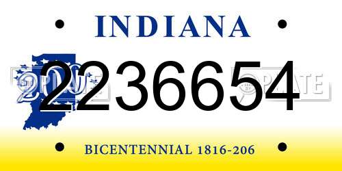 2236654 Indiana License Plate