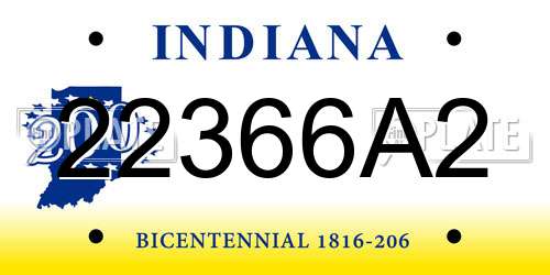 22366A2 Indiana License Plate
