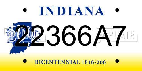 22366A7 Indiana License Plate