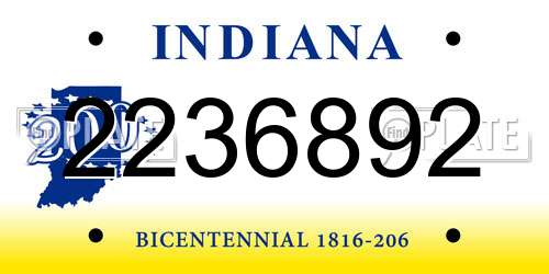 2236892 Indiana License Plate