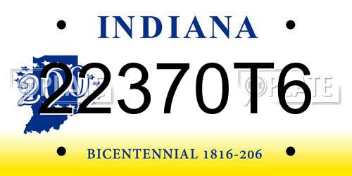 22370T6 Indiana License Plate