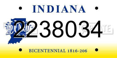 2238034 Indiana License Plate