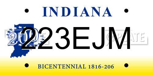 223EJM Indiana License Plate