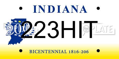223HIT Indiana License Plate