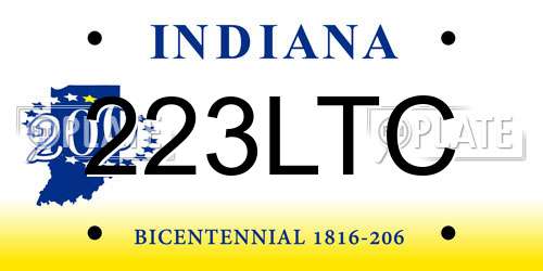 223LTC Indiana License Plate