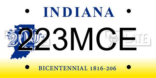 223MCE Indiana License Plate
