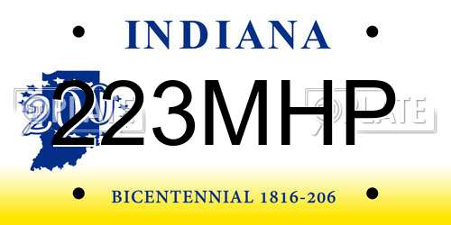 223MHP Indiana License Plate