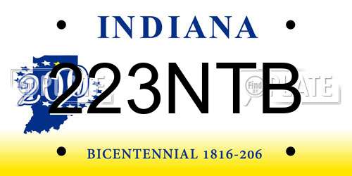 223NTB Indiana License Plate