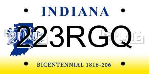 223RGQ Indiana License Plate