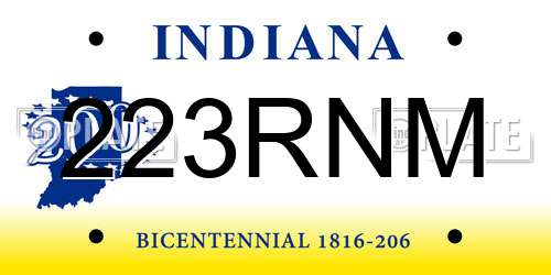 223RNM Indiana License Plate
