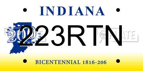223RTN Indiana License Plate
