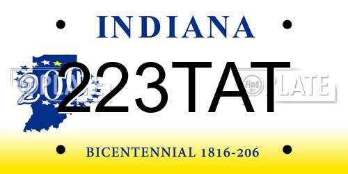 223TAT Indiana License Plate