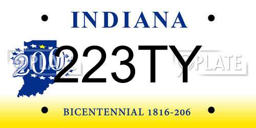 223TY Indiana License Plate