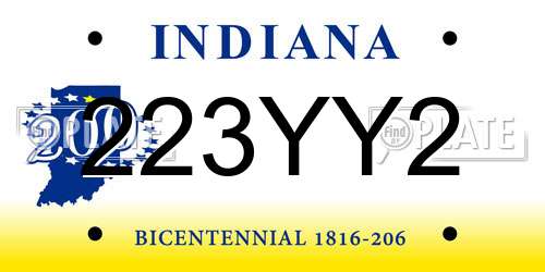 223YY2 Indiana License Plate