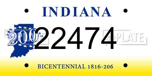 22474 Indiana License Plate
